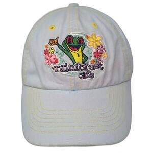 Rainforest Cafe MGM Grand Las Vegas Baseball Cap Hat Blue Yellow OS Embroidered